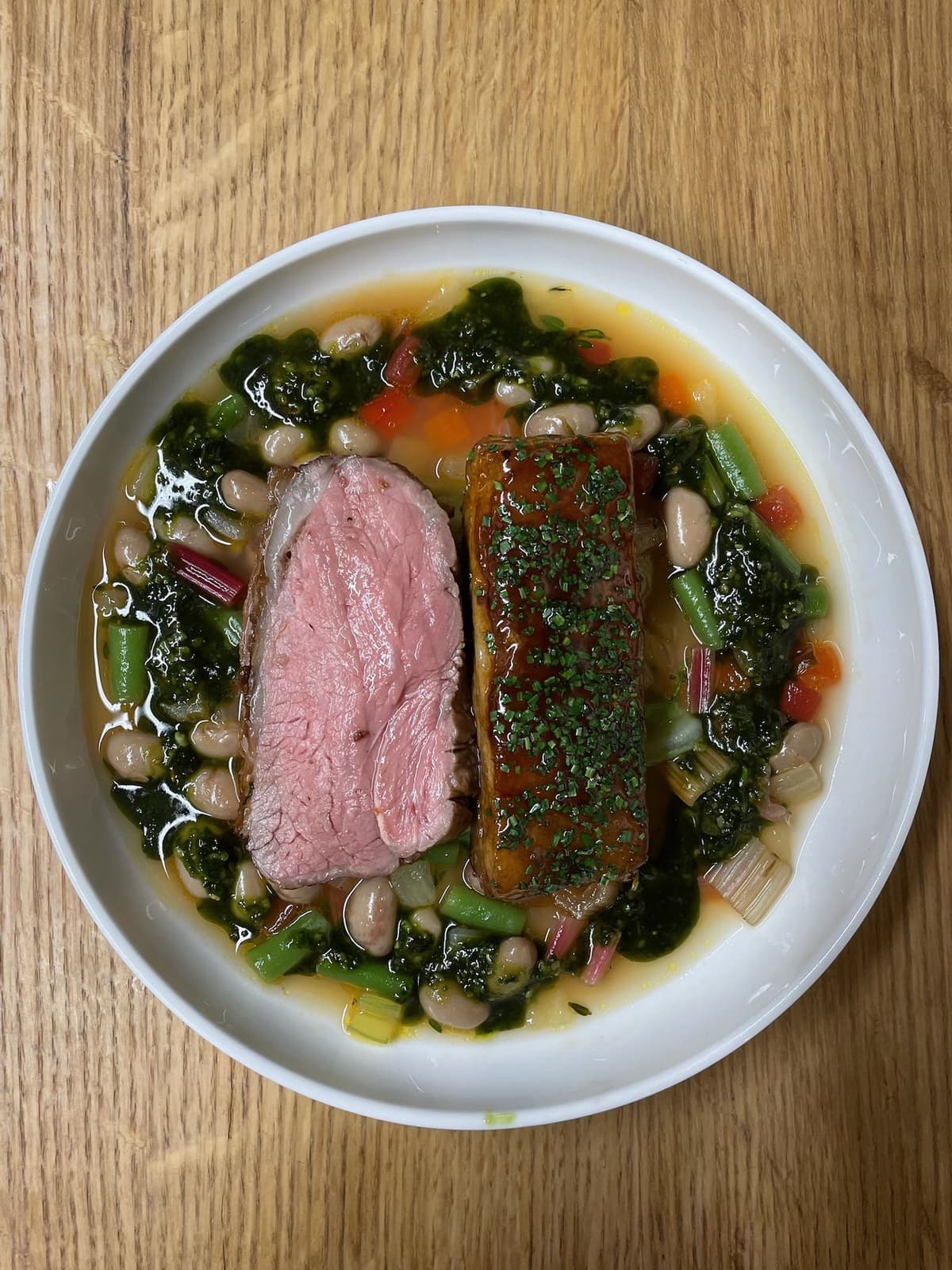 Spring Minestrone, Roast Lamb & Wild Garlic Pesto.