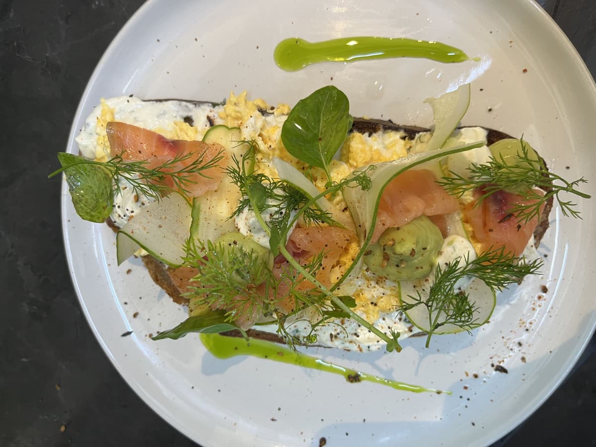 Scrambled Eggs on Toast with Smoked Salmon
