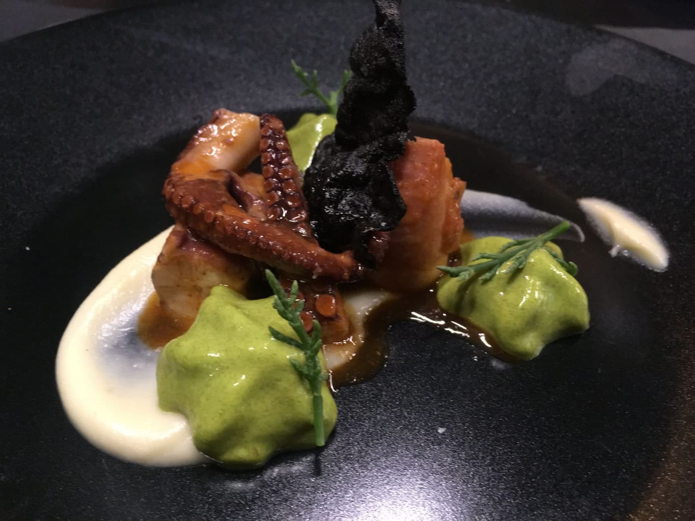Grilled Octopus with Parmentier and Salicornia Espuma