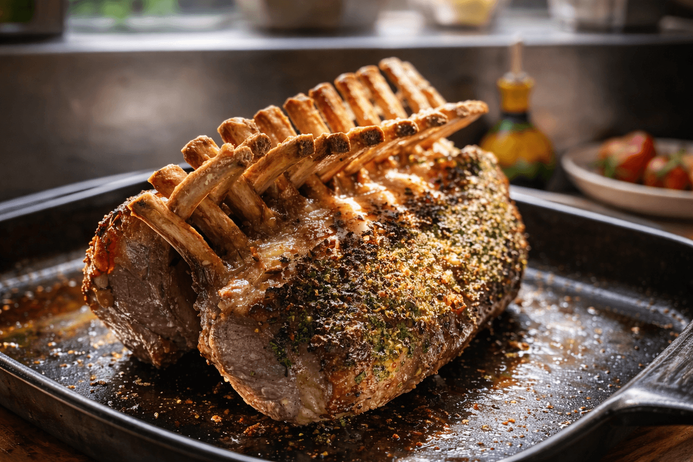 Lamb chops in the oven with aromatic crust