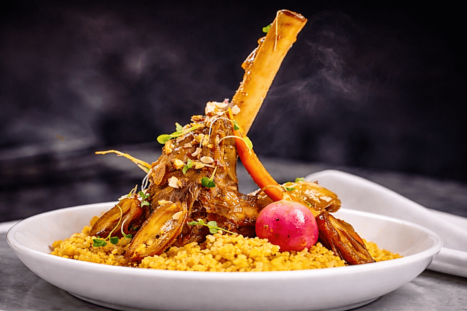Braised Lamb Shank with Dates and Clarified Jus