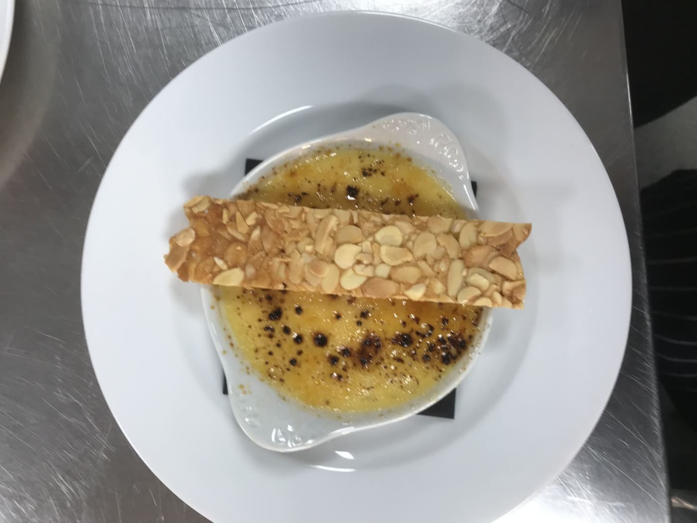 Rice pudding and nut brittle