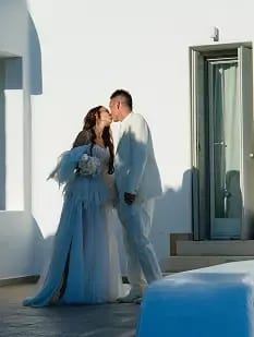 Bride and groom sharing a kiss