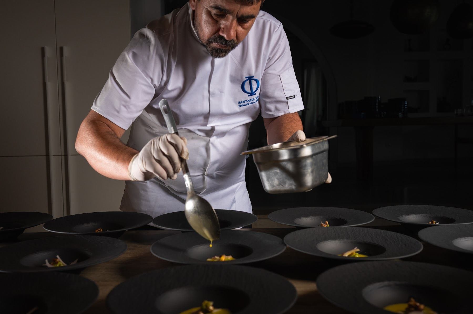 Chef and brigade during dinner service