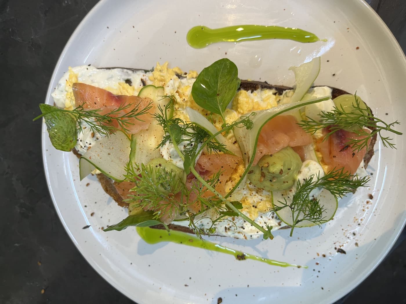Scrambled Eggs on Toast with Smoked Salmon
