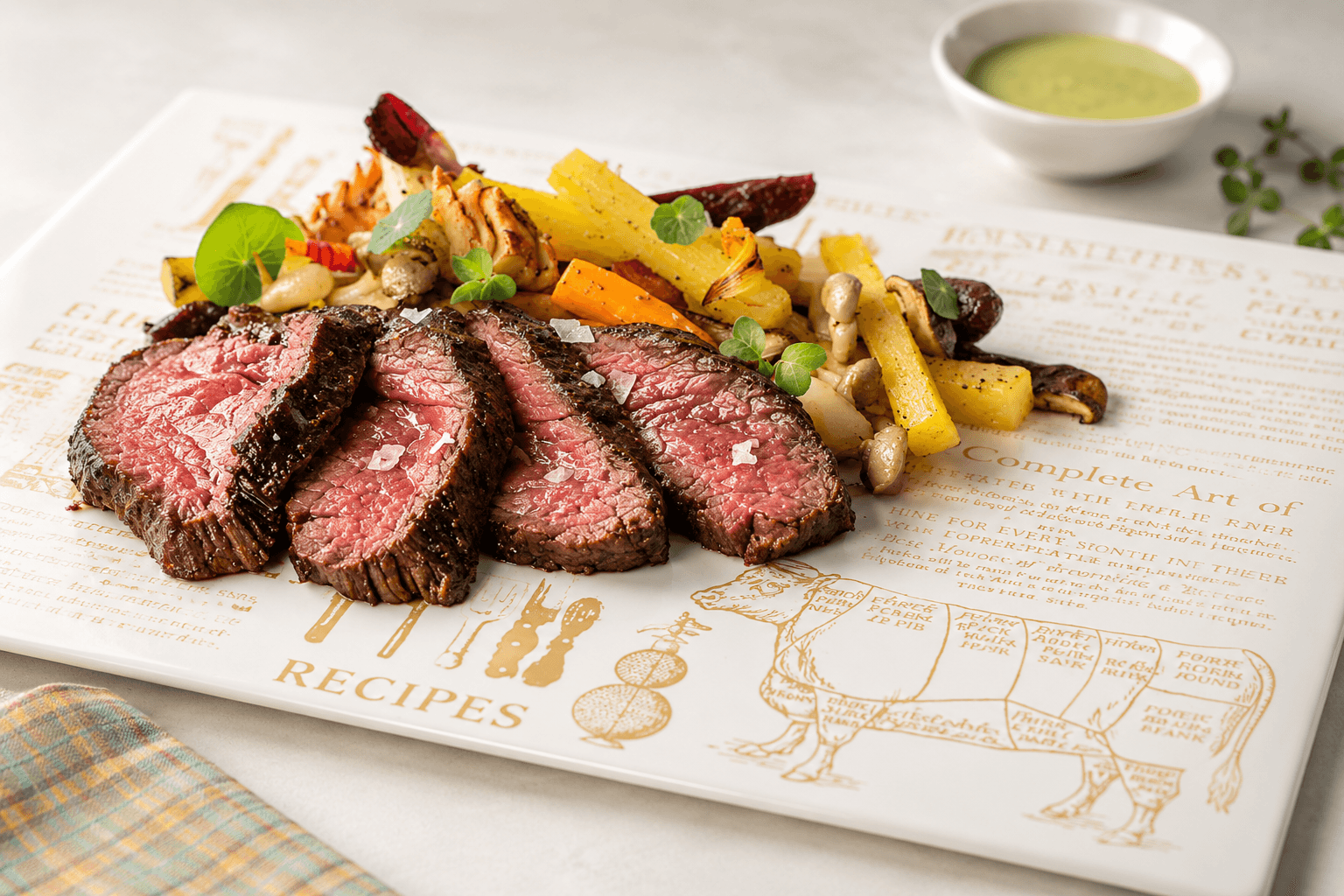 Char-Grilled Beef Tenderloin with Roasted Heritage Vegetables, Wild Mushrooms and Herb Velouté