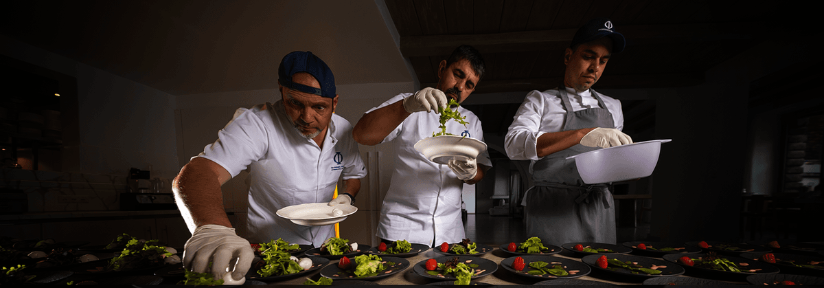 Private chefs preparing a luxury villa dining experience